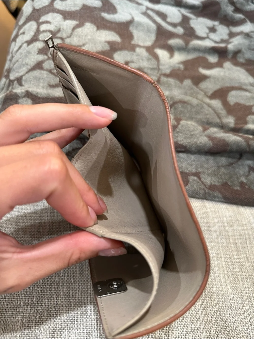 Loewe Mini Beige Pebbled Leather Wallet with Anagram Emblem